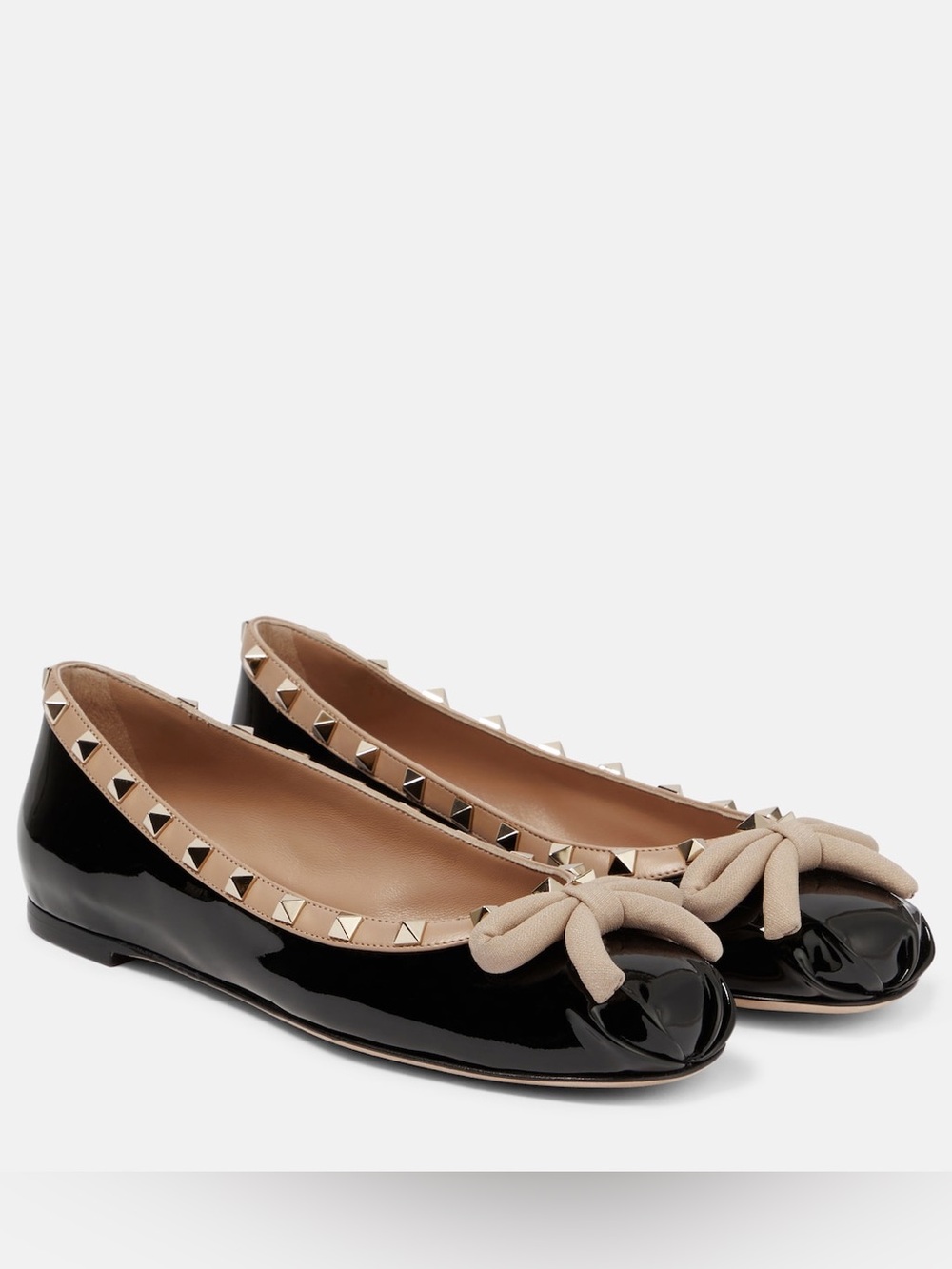 Valentinto Rockstud Patent Leather Bow Ballet Flat Size 38.5